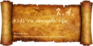 Klára Annamária névjegykártya